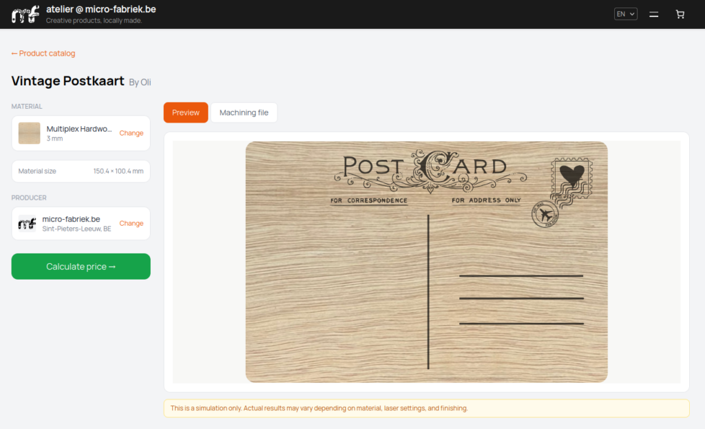 Screenshot van de atelier-editor
